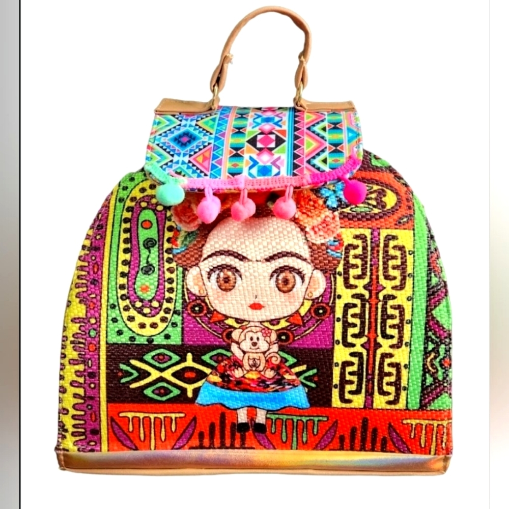 Frida Kahlo Mexican Backpack NEW/ mochila/Bolsa Mexicana bordada ( Artesanal)